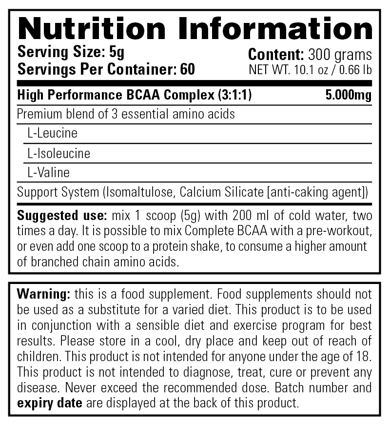 Όνομα: 01-130-071 Complete BCAA 300g-Nutrition-Information.png Εμφανίσεις: 618 Μέγεθος: 36,4 KB